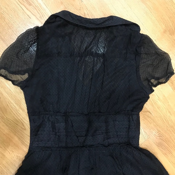 Black silk Swiss dot dress with full skirt - Picture 4 of 4